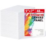 BAKEYBA 48 Pack, 5x7 Inch Small Painting Canvas Boards for Kids, 100% Cotton White Blank Canvas Panels, Art Supplies for Acrylics Oil Watercolor Tempera Paints