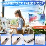 Watercolor Paper Block 9x12 Inch, Fuumuui 100% Cotton Paper Pad, 22 Sheets, Cold Pressed, Acid-Free, 140 lb/300gsm for Painting, Drawing, Art Journaling, Professional Artist Quality