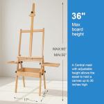 Falling in Art Large Wooden Painting Easel with Storage Drawer and Palettes, H-Frame Studio Easel Stand Holds Canvas up to 36 Inches, Suitable for Adults, Beginners, and Artists