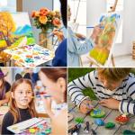 ESRICH Acrylic Paint Brushes Set, 10 Packs/ 100 Pcs Watercolor Brushes,Nylon Brush Head, for Oil Painting, Gouache, Face,Ceramics etc, Kid's and Adults Painting Arts and Crafts Paint Sets.