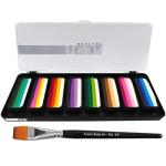Fusion Body Art Face Painting Palette - Thin Strokes CANDY PALETTE (8 x 14gr) + Free 3/4" Flat Brush