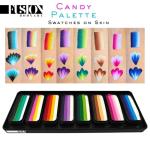 Fusion Body Art Face Painting Palette - Thin Strokes CANDY PALETTE (8 x 14gr) + Free 3/4" Flat Brush