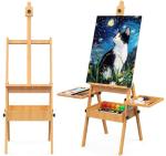 Large Beech Wood H-Frame Easel, Painting Easel for Adults with Storage Box and Palette, Multi-Function Studio Easel, Professional Foldable Artist Easel Stand for Painting, Holds Canvas Art up to 36"