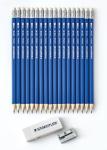 STAEDTLER Norica #2 HB Wood-Cased Pencil Set: 18 Pre-Sharpened Graphite Pencils with 1 Eraser & 1 Sharpener, Break-Resistant Lead, For Writing & Drawing, Blue, Ideal for Classroom, Home & Office
