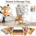 Large Beech Wood H-Frame Easel, Painting Easel for Adults with Storage Box and Palette, Multi-Function Studio Easel, Professional Foldable Artist Easel Stand for Painting, Holds Canvas Art up to 36"