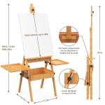 Large Beech Wood H-Frame Easel, Painting Easel for Adults with Storage Box and Palette, Multi-Function Studio Easel, Professional Foldable Artist Easel Stand for Painting, Holds Canvas Art up to 36"