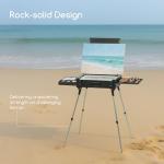 MEEDEN PRO French Easel Box: 21lb/9.5kg Heavy Duty Plein Air Sketchbox Easel for Oil Painting - Boxwood Folding Artist Easel with 4 Aluminum Legs & Storage Drawer for Adult Studio Painting