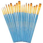 Transon 20pcs Bulk Artist Paint Brush Set for Acrylic Watercolor Gouache Hobby Craft Face Painting Blue