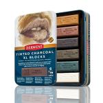Derwent Tinted Charcoal XL Blocks 6 Tin, Set of 6, 60mm Extra-Large Block, Naturally Water-soluble, Ideal for Sketching, Drawing and Expressive Mark Making, Professional Quality (2306177)