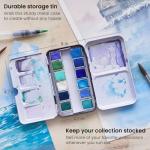 Arteza Watercolor Paint Set with Water Brush, 12 Watercolor Half Pans in Ocean Tones, Semi Moist, Art Supplies for Painting Stunning Seascapes