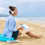 Arteza Watercolor Paint Set with Water Brush, 12 Watercolor Half Pans in Ocean Tones, Semi Moist, Art Supplies for Painting Stunning Seascapes