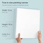 PHOENIX 12x16 Inch Pack of 2 Artist Canvas - Stretched Canvases for Painting - 3/4 Inch Profile, 100% Cotton 11 Oz. Gesso Primed White Blank Professional Canvas Oil & Acrylic Paints