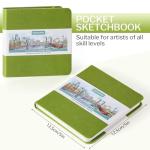 Prudiut Hardcover Pocket Sketchbook, 5" x 5" Square Mini Sketchbook, 98lb/160gsm Heavyweight Tiny Sketch Book, 80 Sheets Small Travel Drawing Journal for Adults, Artist, Ideal for Gift (Emerald Green)
