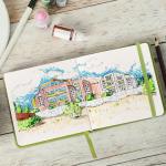 Prudiut Hardcover Pocket Sketchbook, 5" x 5" Square Mini Sketchbook, 98lb/160gsm Heavyweight Tiny Sketch Book, 80 Sheets Small Travel Drawing Journal for Adults, Artist, Ideal for Gift (Emerald Green)