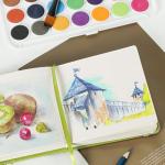 Prudiut Hardcover Pocket Sketchbook, 5" x 5" Square Mini Sketchbook, 98lb/160gsm Heavyweight Tiny Sketch Book, 80 Sheets Small Travel Drawing Journal for Adults, Artist, Ideal for Gift (Emerald Green)