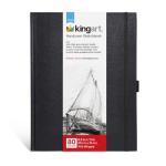 KINGART Professional Hardcover Sketchbook Journal – 8.5 x 11 Inch, 80 Sheets (160 Pages) – 70 lb (110 GSM) Acid-Free Heavyweight Paper – Black Bound Notebook for Wet and Dry Media Drawing