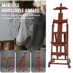 H-Frame Foldable Easel, Adjustable Height & Angle (Vertical to Horizontal), Removable Floor Art Easel for Adults, Holds Two Canvases Up to 77 Inches, Walnut Finish