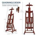 H-Frame Foldable Easel, Adjustable Height & Angle (Vertical to Horizontal), Removable Floor Art Easel for Adults, Holds Two Canvases Up to 77 Inches, Walnut Finish