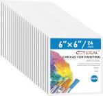GOTIDEAL Canvases for Painting, 6x6 inch of 24, Professional Primed White Blank Flat Canvas Panels- 100% Cotton Artist Canvas Boards for Acrylics Painting, Oil Watercolor Tempera