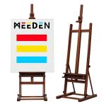 MEEDEN Art Painting Easel 67" to 95"H, Hold Canvas to 48", Artist Beech Wood H-Frame Easel Stand, Adjustable Studio Floor Paint Easel with Storage Tray, Professional Easel for Artists & Adults, Walnut