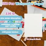 150 Sheets Watercolor Paper, Cold Press 8.5"x11" Water Color Paper Pad Bulk 110 lb/230 GSM Thick Textured Cotton Paint Paper for Watercolorist Painting Drawing Artists Adults