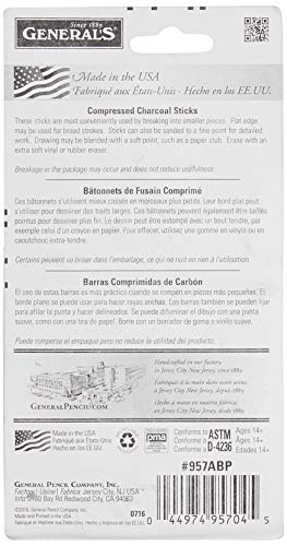 General Pencil Compressed Charcoal Set, Black, 4/Pkg.