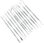 SE 12-Piece Stainless Steel Wax Carvers Set, Wax & Clay Sculpting Tools, Double Ended Carving Kit for Modeling, Sculpting and Shaping, Silver - DD312