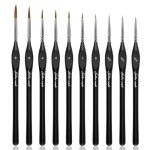Golden Maple Detail Paint Brushes Set 10pcs Miniature Brushes for Fine Detailing & Art Painting - Acrylic, Watercolor, Oil, Models, 40k