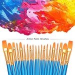 BOSOBO Paint Brushes Set, 2 Pack 20 Pcs Round-Pointed Tip Nylon Hair Artist Acrylic Paint Brushes for Acrylic Painting Oil Watercolor, Face Nail Art, Canvas, Miniature Detailing & Rock Painting, Blue