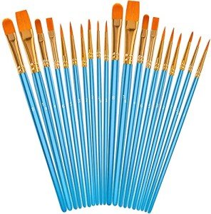 Soucolor Acrylic Paint Brushes Set, Easter Basket Stuffers, 20Pcs Round Pointed Tip Artist Paintbrushes for Acrylic Oil Watercolor Canvases Rock Body Face Nail Miniature Detailing Drawing Art Supplies
