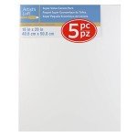 5 Count 16” x 20” Super Value Canvas by Artist's Loft - Acid Free Cotton Canvas for Paint, Acrylic, & Oils - 1 Pack