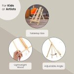 Juvale 12 Pack 13.8-inch Table Top Easels for Painting and Canvas - Wooden Holder Stand for Kids and Artists