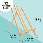 Juvale 12 Pack 13.8-inch Table Top Easels for Painting and Canvas - Wooden Holder Stand for Kids and Artists