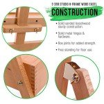 U.S. Art Supply Large Wooden H-Frame Studio Easel with Artist Storage Drawer and Shelf - Mast Adjustable to 75" High, Sturdy Beechwood Canvas Holder Stand - Organized Painting, Drawing Sketching