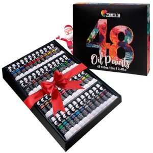 Zenacolor Oil Paint Set 48 x 12mL (0.4Oz) Pack of 48 Tubes of Oil Paints for Canvas Painting