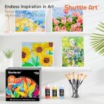 Shuttle Art Acrylic Paint Set, 36 Colors Acrylic Paint with Brushes & Palette, 2oz Bottles, Rich Pigments Non-toxic Paint for Artists Kids & Adults, Art Supplies for Canvas Rock Ceramic Wood Painting