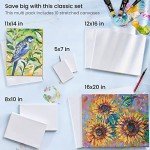 ARTEZA Stretched Canvas, 5 x 7, 8 x 10, 11 x 14, 12 x 16, 16 x 20 Inches, Multipack of 10, Blank White Canvas for Acrylic, Oil and Gouache Painting