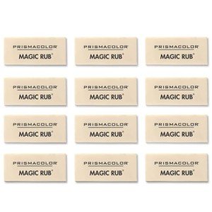 Prismacolor Premier Magic Rub Vinyl Erasers, 12 Pack