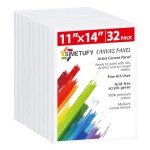 Simetufy 32 Pack 11 x 14 Inch Canvas Boards for Painting Pre-Primed White Blank Paint Canvas for Acrylic, Oil Paint, 100% Cotton, Acid Free