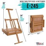 U.S. Art Supply La Jolla Large Adjustable Wood Table Sketchbox Easel, Premium Beechwood - Portable Wooden Artist Desktop Drawer Case - Store Organize Paint Markers, Brushes - Tabletop Drawing Painting