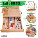 U.S. Art Supply La Jolla Large Adjustable Wood Table Sketchbox Easel, Premium Beechwood - Portable Wooden Artist Desktop Drawer Case - Store Organize Paint Markers, Brushes - Tabletop Drawing Painting