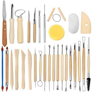 Blisstime 30pcs Clay Tools Kit - Pottery & Sculpting Tools for Adults, Polymer & Air Dry Clay, Craft Supplies