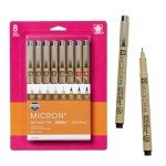 SAKURA Pigma Micron Fineliner Pens - Archival Sepia Ink Pens - Pens for Writing, Drawing, or Journaling - Assorted Point Sizes - 8 Pack