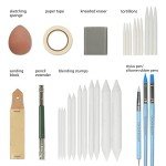 COLOUR BLOCK 30pcs Sketching Tool Set with Soft Pastels Drawing Art Blenders, Blending Stumps, Tortillions, Sandpaper, Sketch Pencil Extender, Rubber Pens