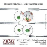 The Army Painter Clay Sculpting Tools - Set with Three Double Ended Stainless Steel Dab Tool, Polymer Clay Tools for Modeling Plastic, Resin, and Metal Miniatures - Green Stuff Putty Tool Clay