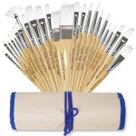 CONDA Paint Brushes Set of 24 Different Shapes Professional Painting Brushes for Oil, Acrylic Canvas and Watercolor Painting (White)
