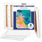 Horizon Group USA Stretched Canvas 9" x 12" 8 PK, 16mm Thick, 100% Cotton, for Painting, Pouring, Oil Paint, Multi-Media Art, 8-Pack (204038)