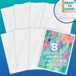 Horizon Group USA Stretched Canvas 9" x 12" 8 PK, 16mm Thick, 100% Cotton, for Painting, Pouring, Oil Paint, Multi-Media Art, 8-Pack (204038)