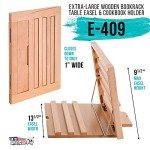 U.S. Art Supply Hampton Large Wooden Table Easel, Cookbook Stand, Text Book Tablet Rest, Premium Beechwood - Adjustable Incline, 2 Flip-Up Page Holders - Kitchen Countertop Recipe Rack - Portable Wood