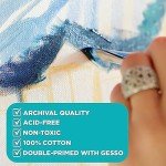 Horizon Group USA Stretched Canvas 11"" x 14"" 8 PK, 16mm Thick, 100% Cotton, for Painting, Pouring, Oil Paint, Multi-Media Art, 8-Pack (204039)